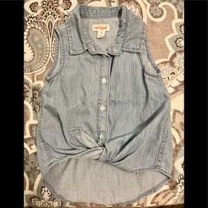🆕 Cat & Jack (2T) Chambray Denim Knot Front Top